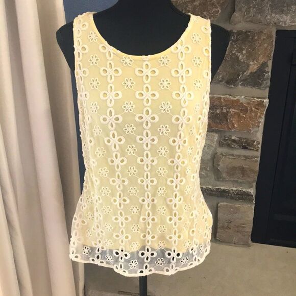 Jennifer Lopez, Dainty Lace Tank, Yellow & Cream, Medium - Picture 1 of 10